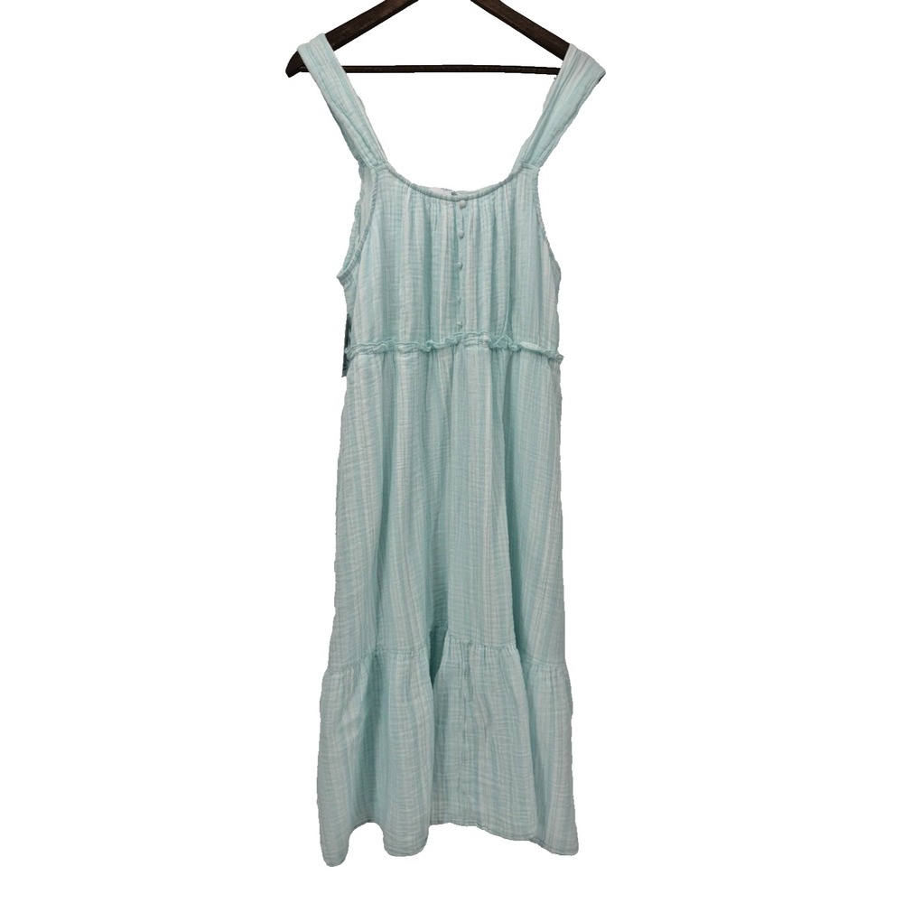 Time & Tru‎ NWT tiered Maxi Dress blue white stripe cottagecore festival boho